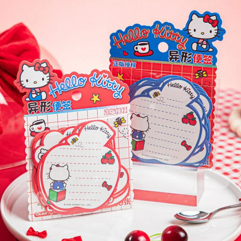 

Набор из 12 шт. милых блокнотов Sanrio Kitty: многоразовые стикеры, закладки, канцелярские принадлежности для школы