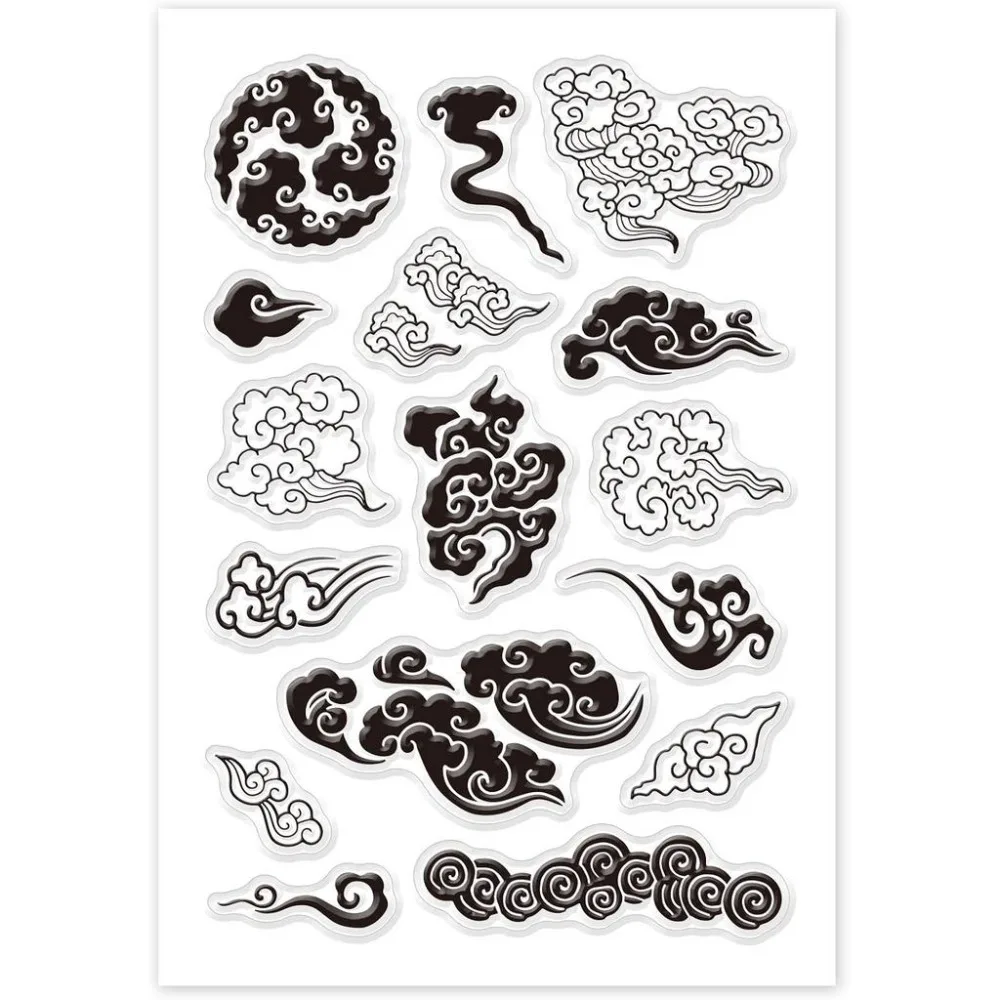 1 Blatt Orientalischer Stil Wolken Transparente Stempel für Kartenherstellung, Dekoration und DIY-Scrapbooking