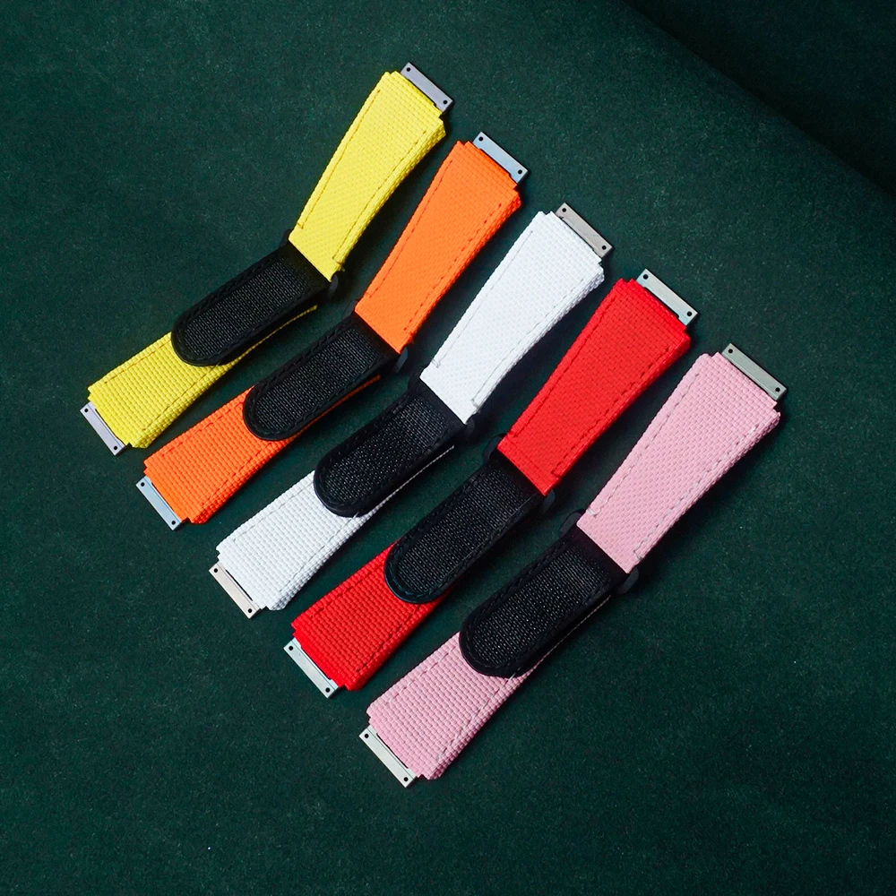 حزام سحري هجين من النايلون FKM Fluorubber الفاخر لساعة ريتشارد ميل RM030 المقاومة للماء مع خطاف وحلقة قابلة للتعديل