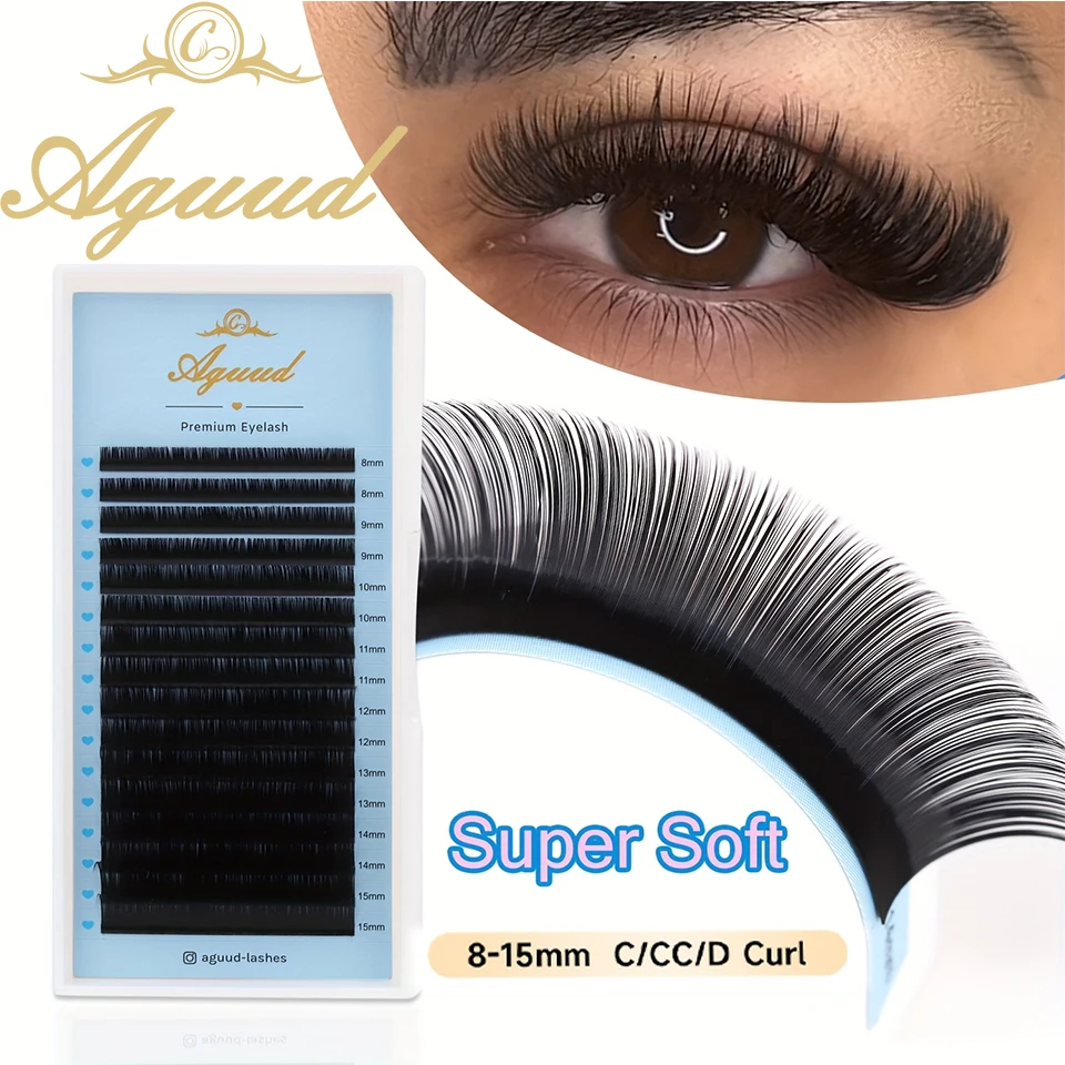 

Aguud Soft Natural Volume Cashmere Matte Black Lashes Trays 5-25mm Mix Korean PBT Individual Eyelashes Extensions Makeup Cilia