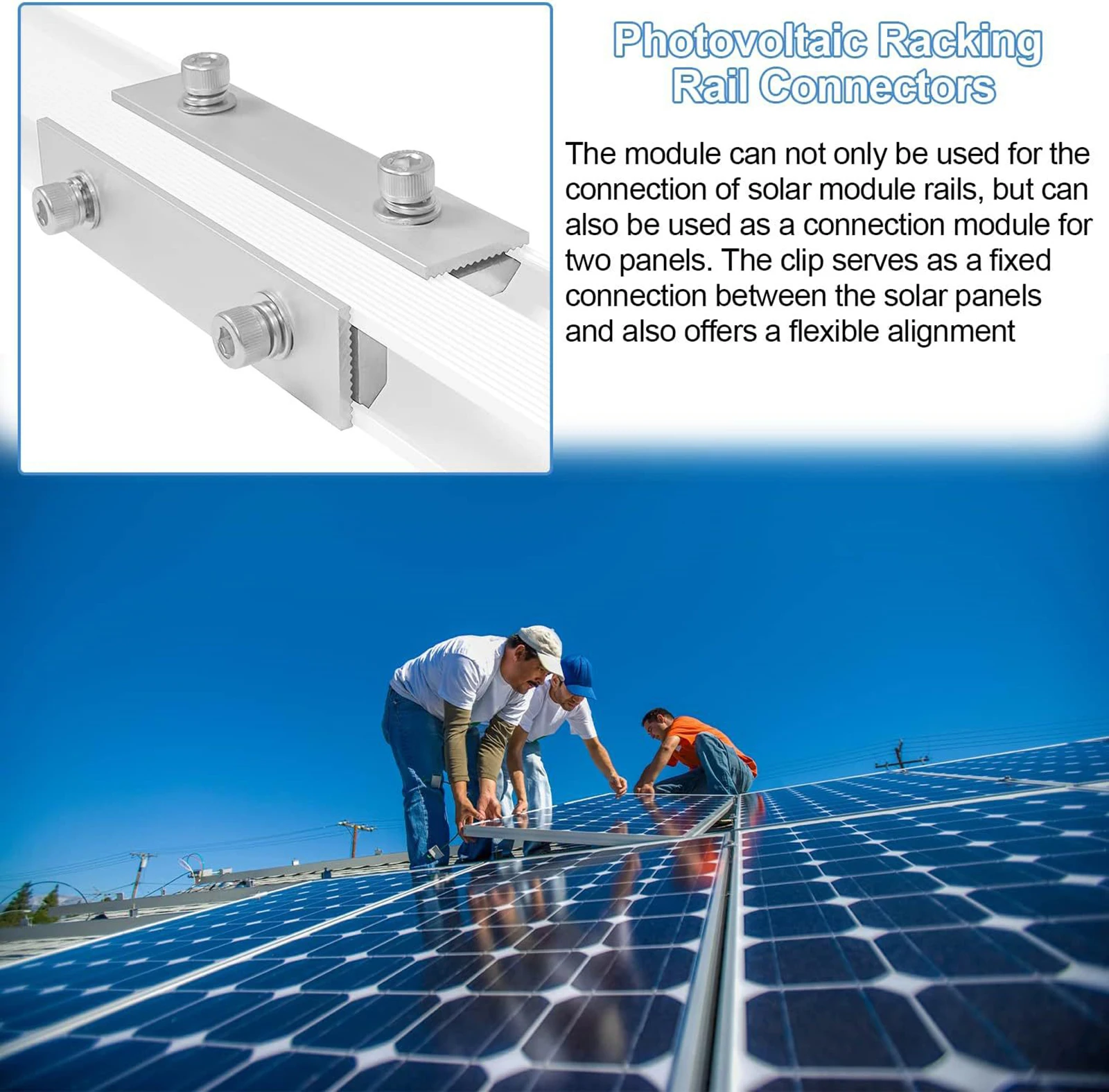 4Pcs Solar Panel Rail Profile Connector Aluminium Mounting Rail Connectors Solar Panel Mounting Accessories Solar Panel Kit