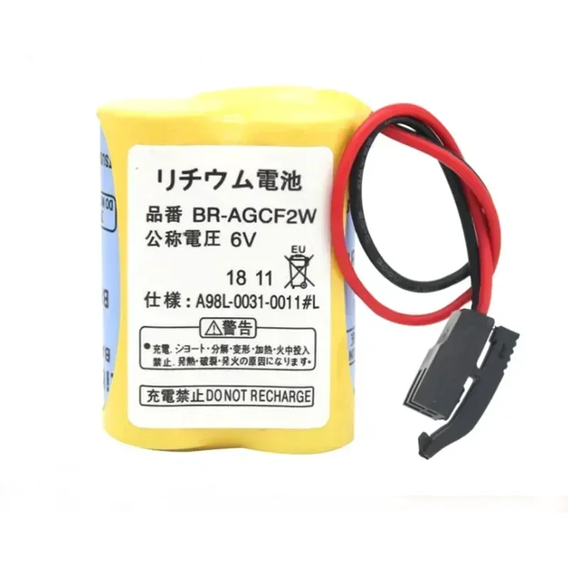 1PC Original 6V BR-AGCF2W PLC Industrial Battery Pack with Black Hook Plug for Panasonic Fanuc CNC Servo Motor Battery