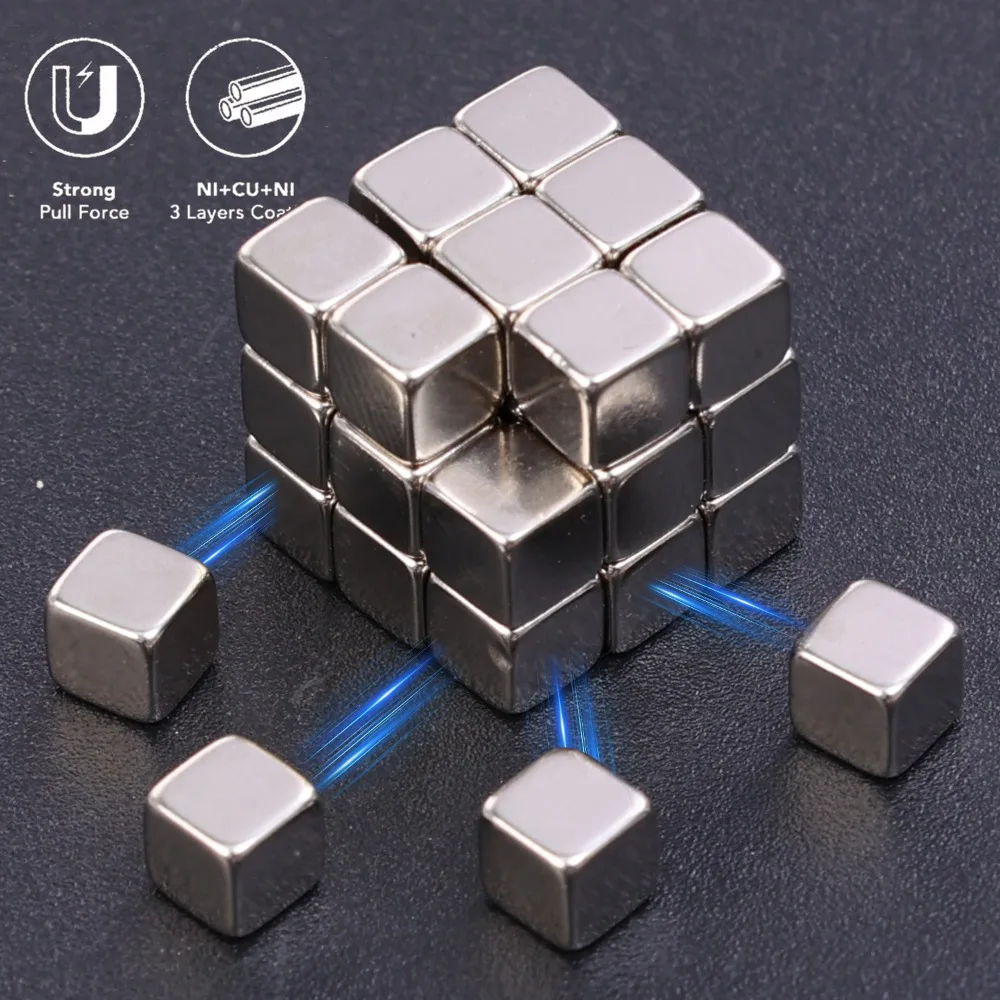 10/200pcs Square Strong Neodymium Magnets Small Heavy Duty Storage Magnetic Hook Home Office Whiteboard Friger DIY Crafts Supply