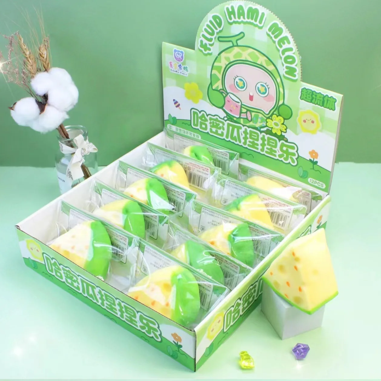 創造的な流動性のあるストレス解消フルーツスクイーズ玩具：リアルな食品をテーマにしたゆっくり戻るストレス解消玩具