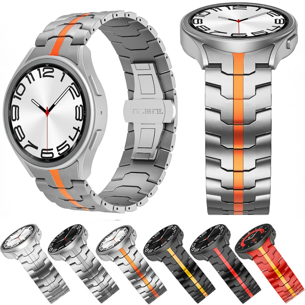 Titanium color Strap For Samsung Galaxy Watch 4/5/6/7 44mm 40mm/5 Pro 45mm Metal Bracelet for Samsung Watch 6 Classic 47mm 43mm