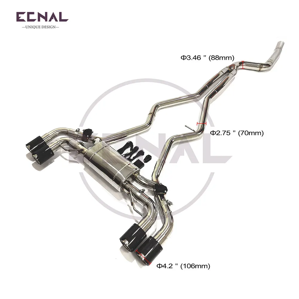 

Ecnal Exhaust Pipe for BMW M240i G42 M340i G20 M440i G22 B58 3.0T SS304 Valve Exhaust M tail Catback Sports Exhaust System