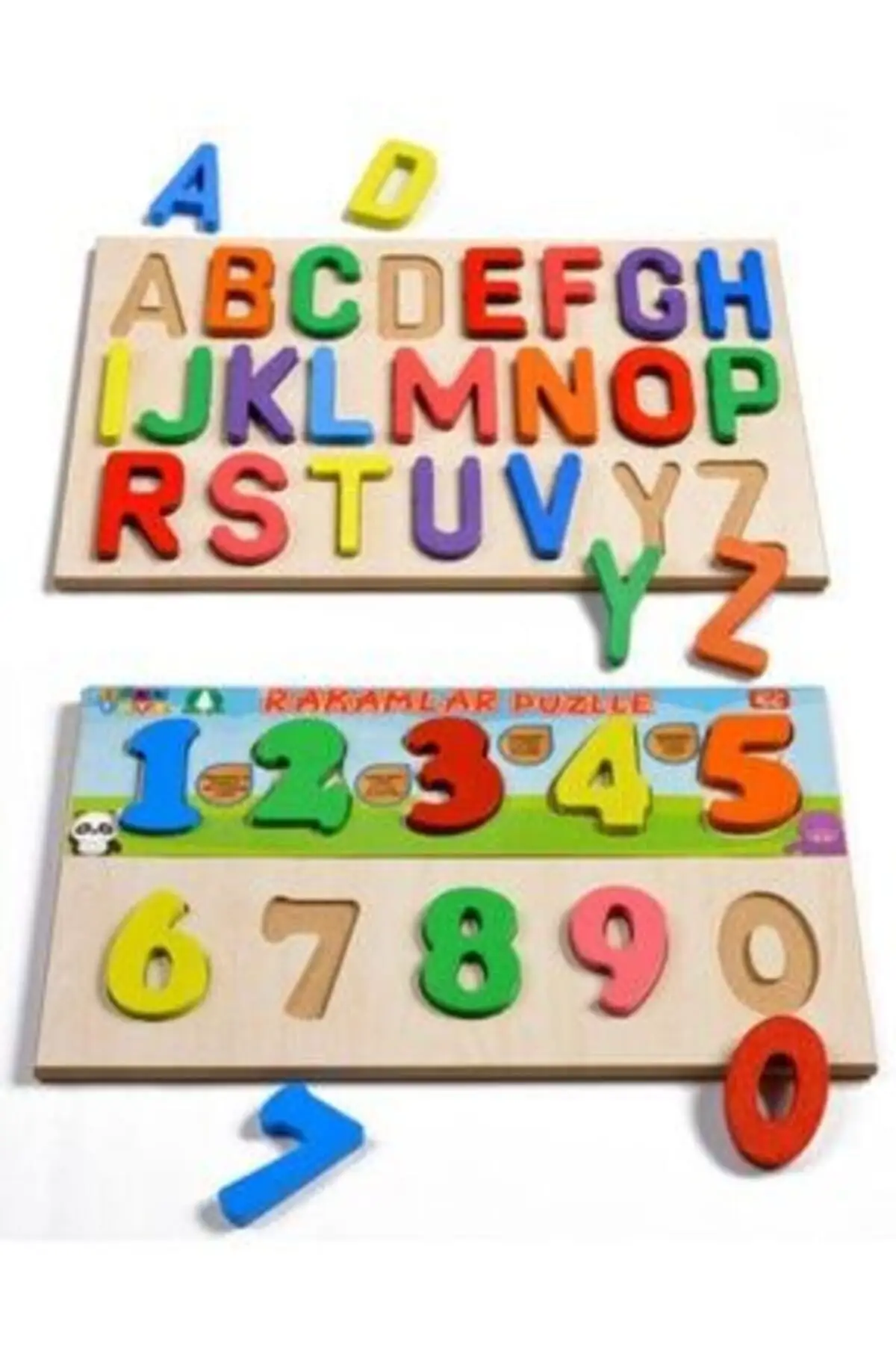 Wooden Alphabet & Figures of the 1 In Puzzle Learning Educational Toy for Children