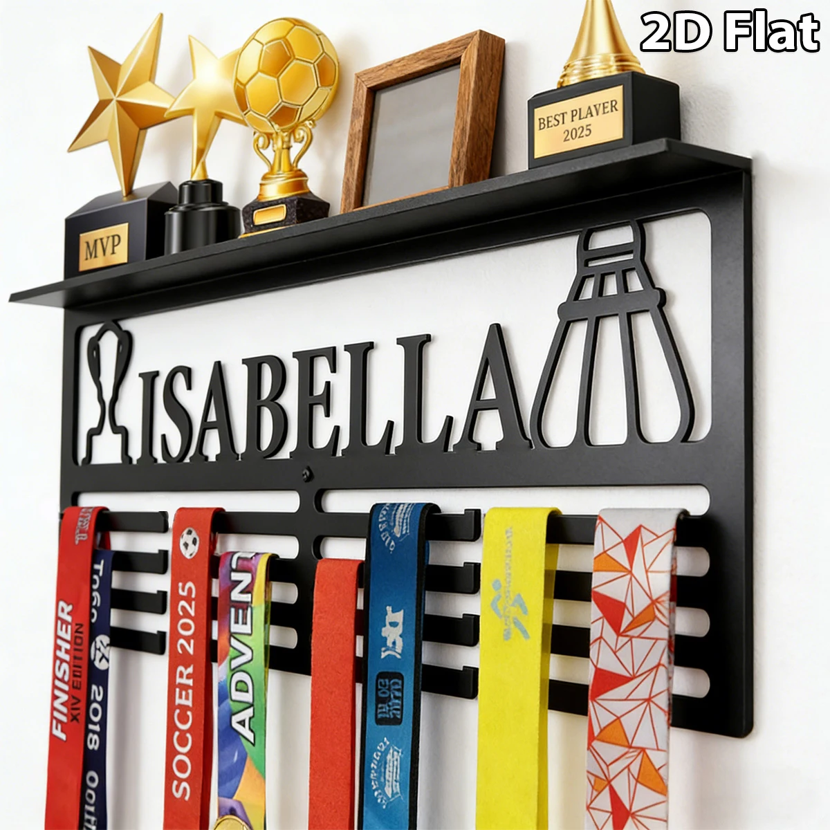 1Pc Custom badminton Metal Medal Holder Rack,Hang Metal Wall Art,Home Decor Sports Award rack storage rack,Birthday Gift