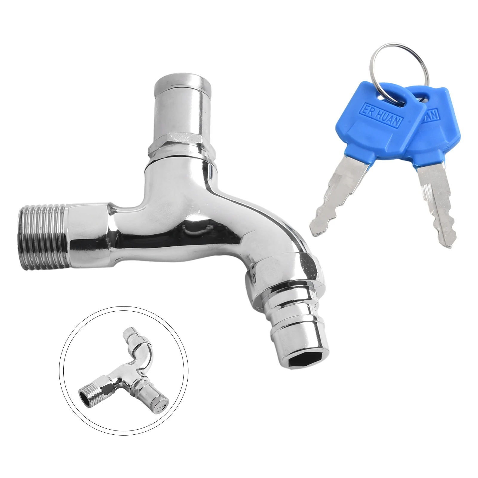 Hot Sale Faucet With Key Lock Alloy Anti-theft For Washing Machine High Density Water Taps 1/2 \\\