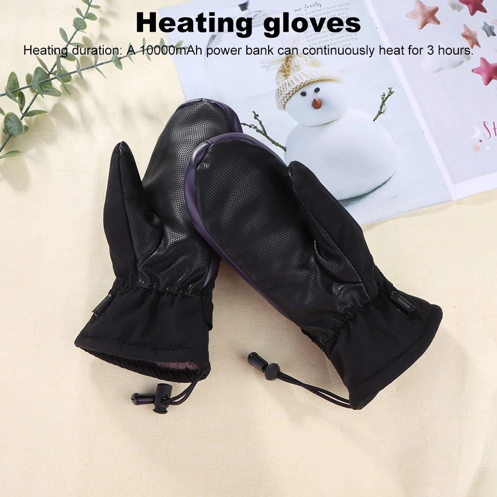 Guantes calefactables con carga USB, guantes calefactores eléctricos a prueba de frío, 3 velocidades de temperatura para acampar al aire libre y senderismo