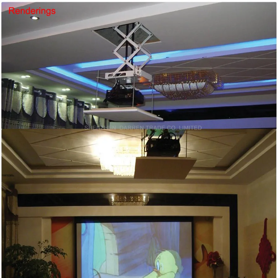 110/220V 70CM Projector Bracket Motorized Electric Lift Scissors Projector Ceiling Mount Projector Lift With Wireless Remot