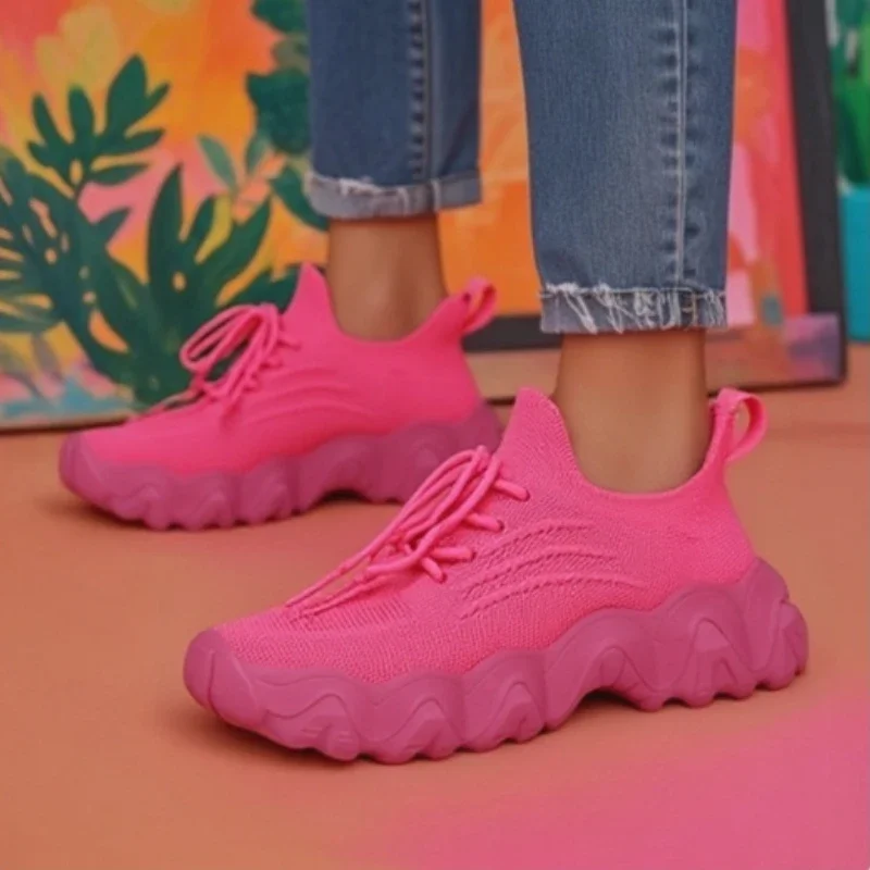 

Женские вязаные туфли Avant Garde, которые можно растягивать, легкие туфли на толстой подошве, амортизирующие, универсальные для повседневного использования, легкая обувь