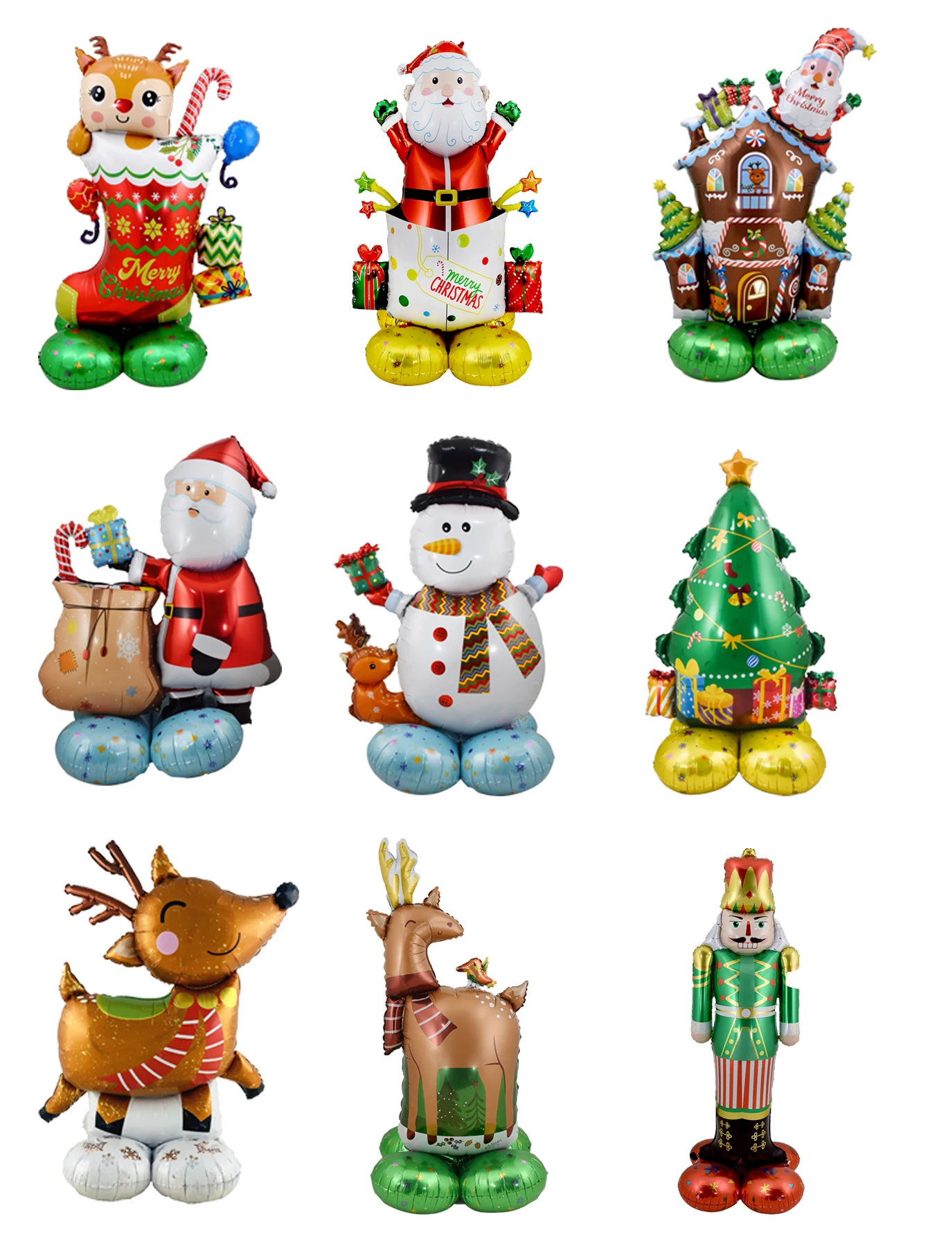 1 satz Stehen Sockel Weihnachten Luftballons Santa Claus Schneemann Elch Strumpf Folie Ballon Weihnachten Dekorationen für Home Navidad 2026