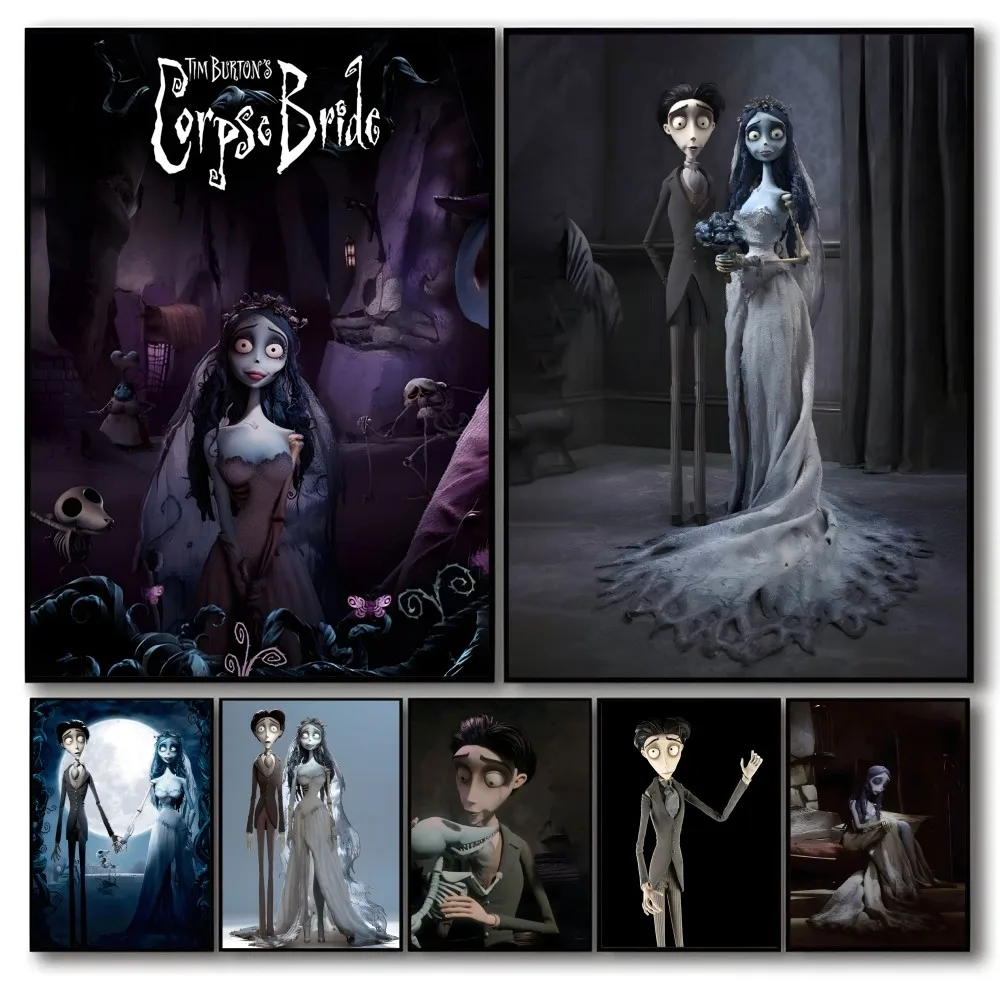 C-Corpse Bride Cartoon Self-adhesive Art Waterproof Paper Sticker Coffee House Bar Room Wall Decor