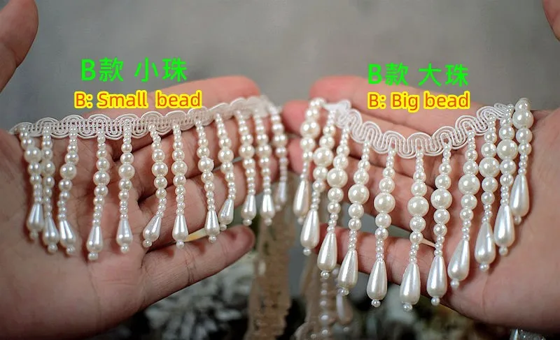 2 Yard/Lot Perlenanhänger Spitzenbesatz DIY Fransen Quaste Hochzeitskleid Kleidung Cheongsam Schal Lampe Vorhang Dekoration – Detail 8