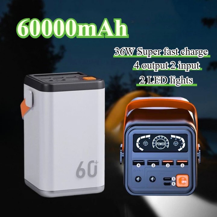 

Outdoor 60000mAh Portable Charger 36W Fast Charging Power Bank for Camping for Xiaomi IPhone Huawei Samsung Spare Battery New