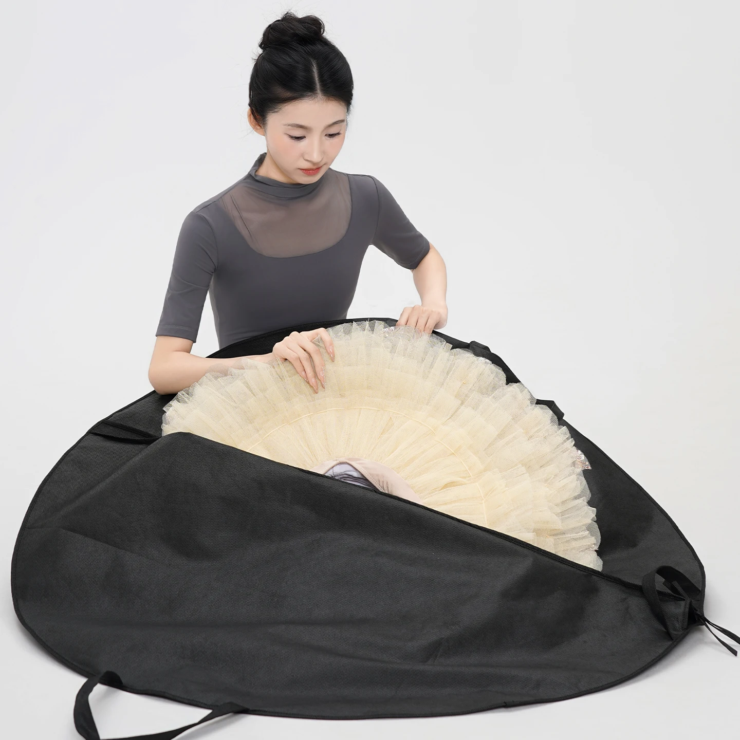 Sac de rangement noir à fermeture éclair pour Tutu de Ballet, sac à main Non tissé et étanche, sac à dos pour jupes en Tulle de Performance, accessoires de danse