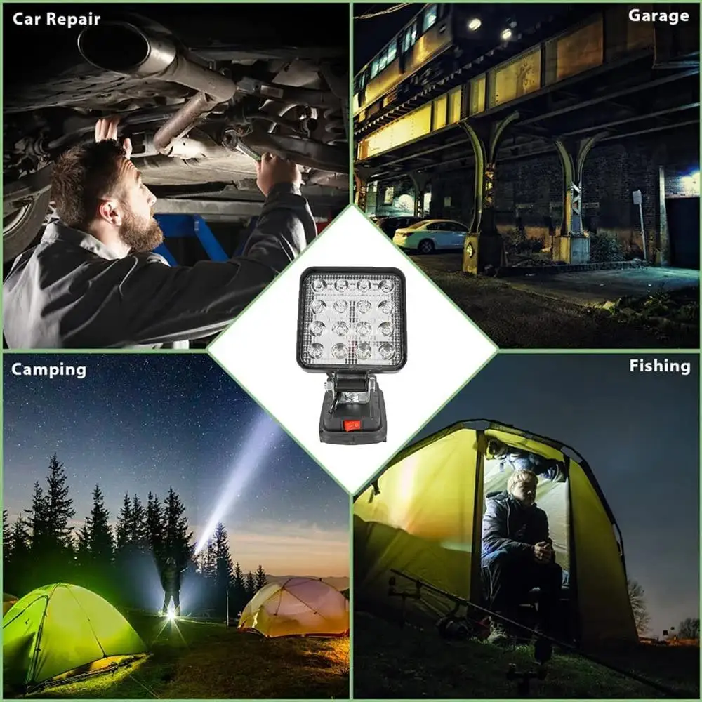 4In ไฟทำงาน LED ไฟฉายตั้งแคมป์แบบพกพาไฟฉายสปอตไลท์กลางแจ้งสำหรับ MAK!เครื่องมือฉุกเฉินแบตเตอรี่18V