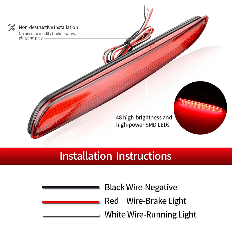 

2×LED Rear Brake Light Bumper Reflector Taillight Red Reversing Steering Lamps Fog Lamp for Mazdaspeed3/Mazda3 Axela Sport Sedan