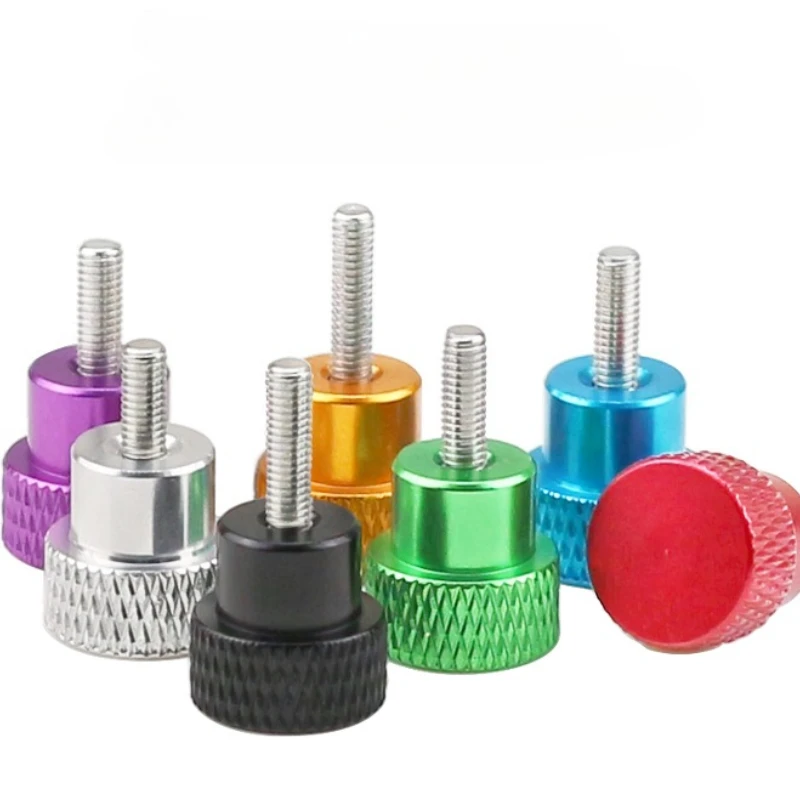 2pcs M4 Aluminum High Step Thumb Screw Computer Case Knurled Hand Screws Twist Handle Bolts Round Flat Head Screws