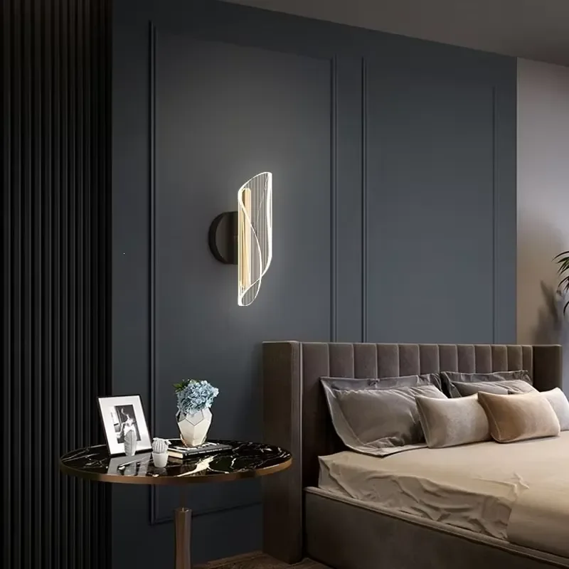 Luxury Acrylic Wall Lamp LED Three Color Dimming European American Design Indoor Living Room Hotel Wide Voltage 110 220V