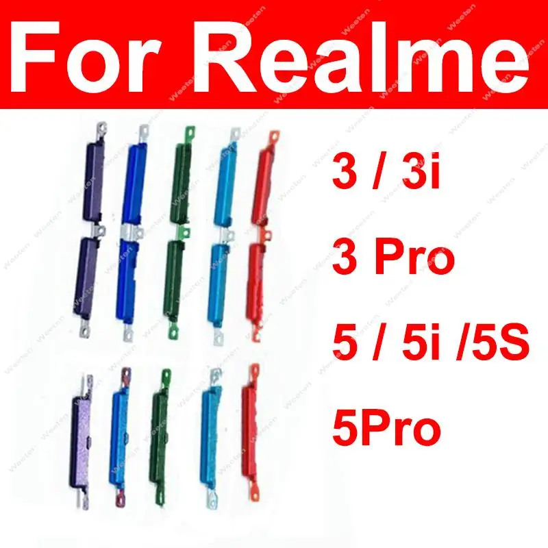 Power Volume Side Buttons For Realme 3 Pro 5 Pro 3i 5i 5S On OFF Power Volume Button Switch Side Keys Flex Cable Replacement