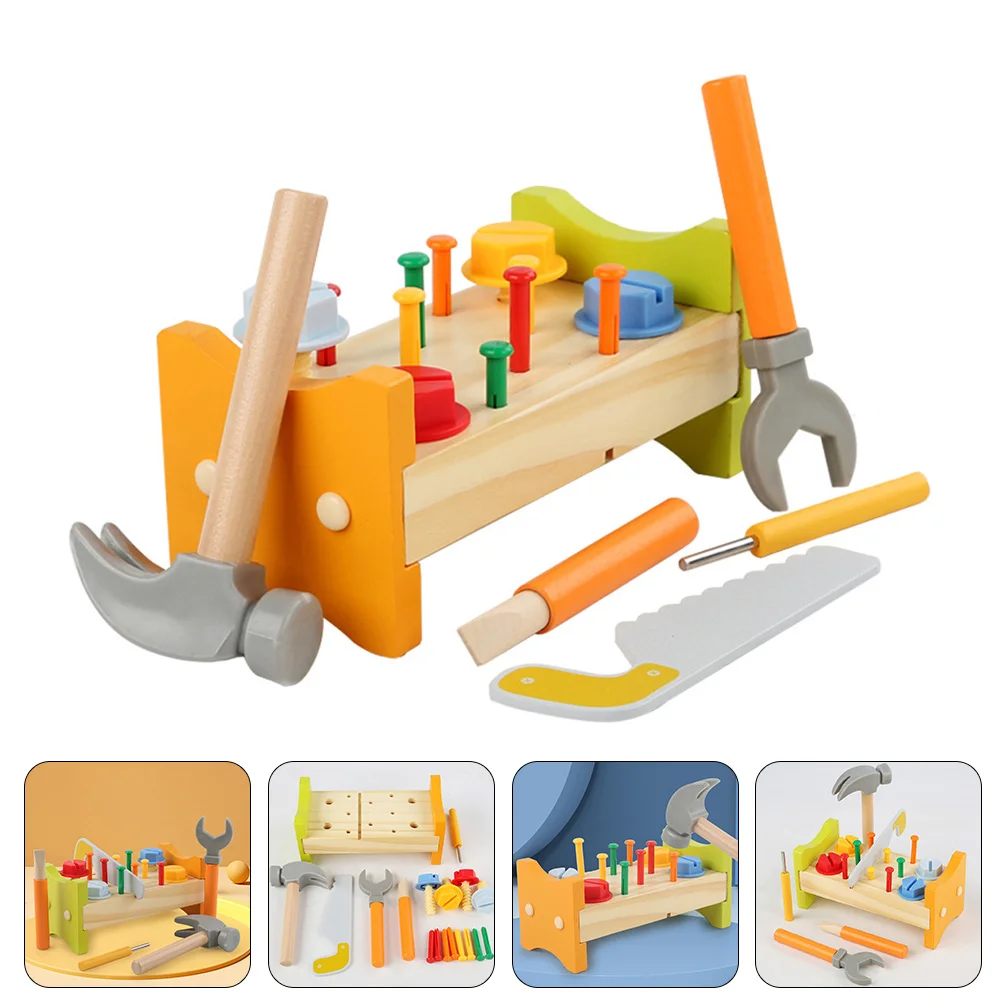 Boy Nut Knock Dingta Baby Kids Toys Toolbox Wooden Pounding Peg Workbench for Boys