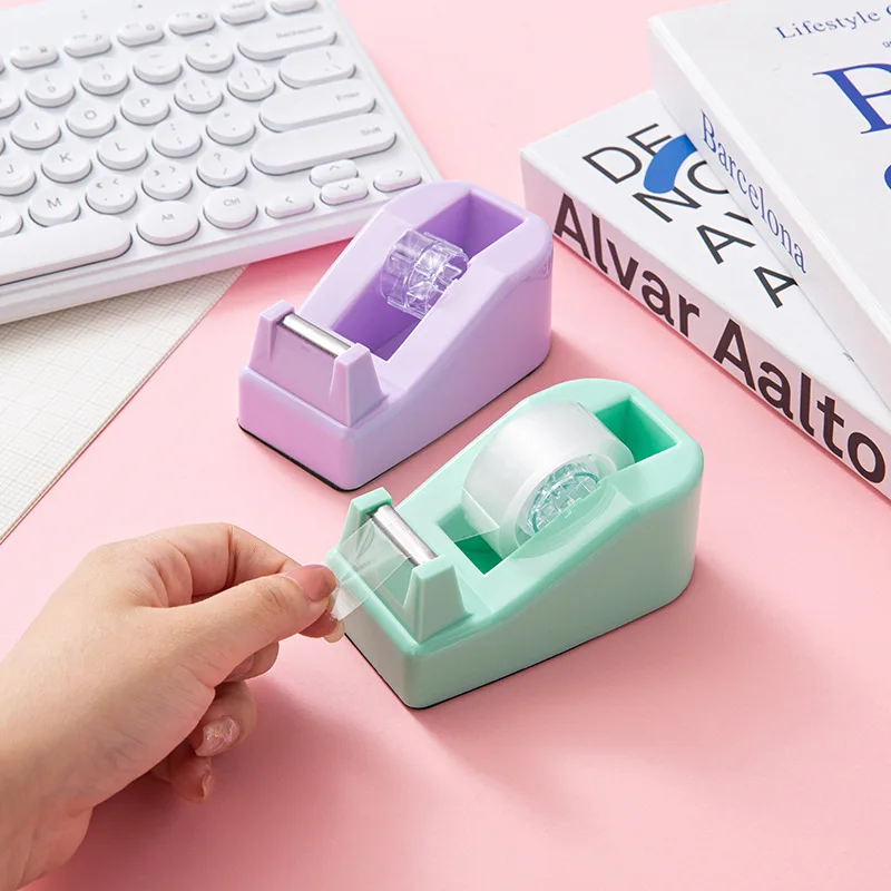 Large Tape Cutter Macaron-colored Desktop Plastic Tape Holder, Office Supplies,School DIY Crafts, Journal Making, Tape Dispenser