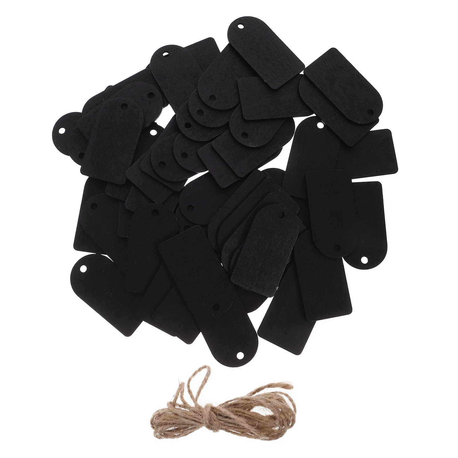 

Mini Tag 50 Sets Blank Hanging Tags Double Sided Erasable Wooden Price Tags Rope Chalkboard Labels Store SALE Jewelry