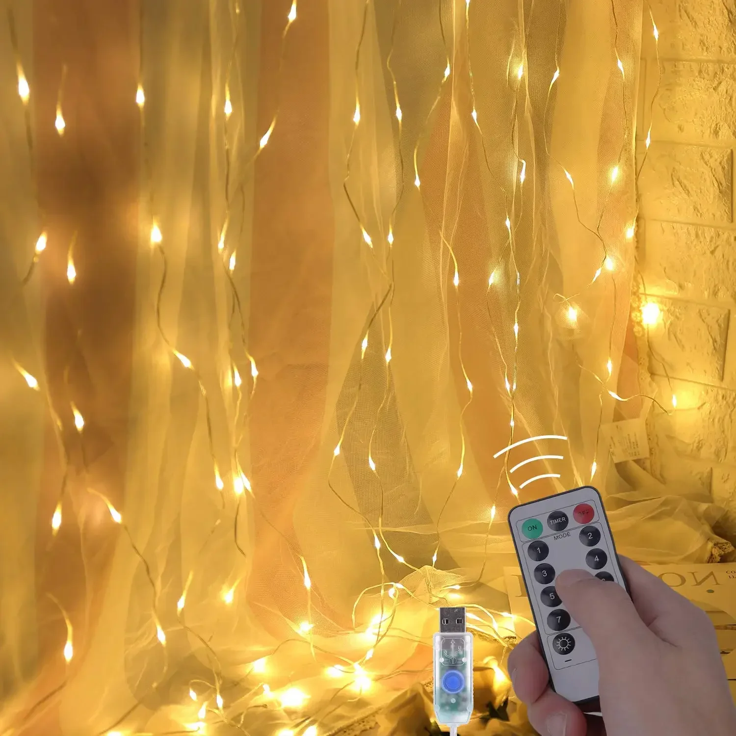 LED Curtain Lights USB Power Colorful Fairy Lights with Remote Timer Waterproof Indoor String Lights Party Christmas Decoration