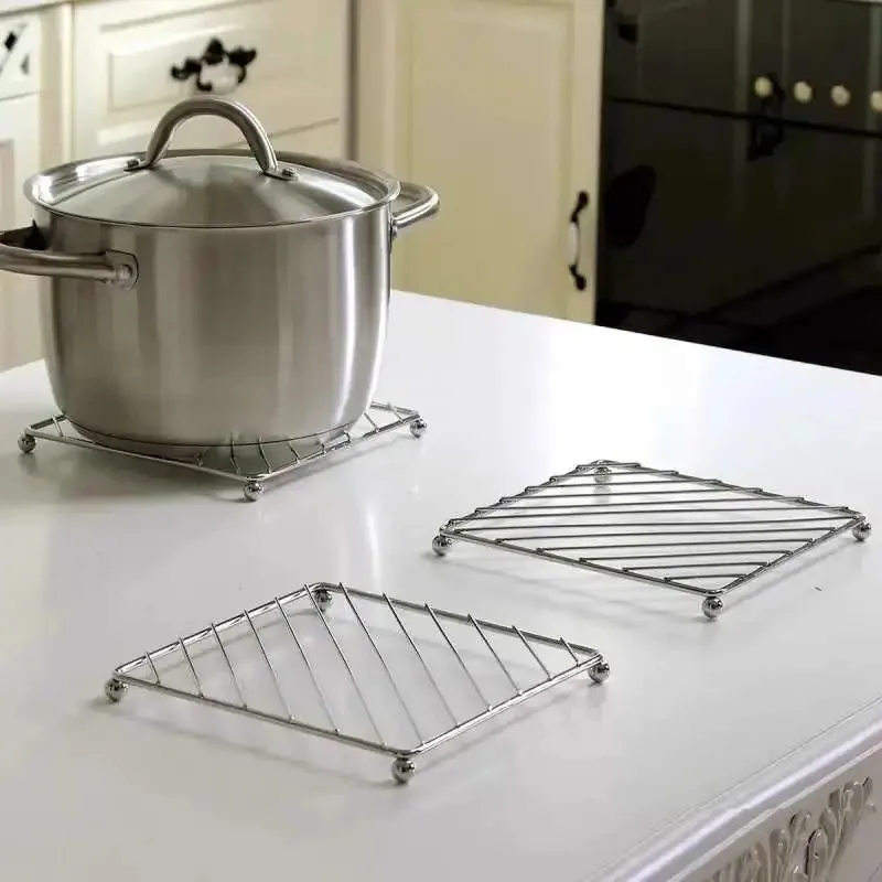 Drink Coasters Kitchen Tools Placemat Stainless Steel Round Square Placemat Pan Pot Mat Holder Stand Hot Placemats Cookware Mats