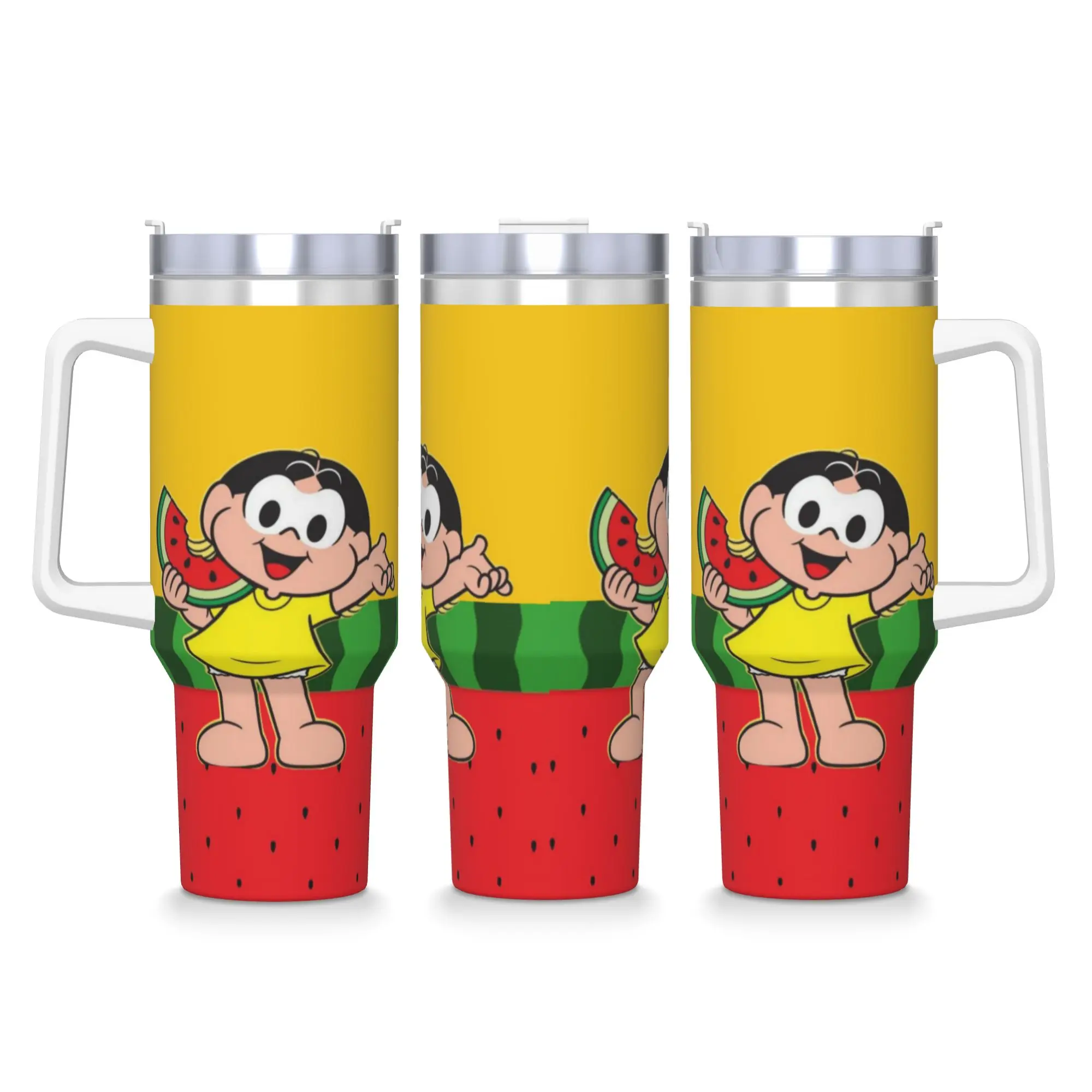 Copo Térmico de Aço Inoxidável Anime Magali Festa com Canudos, Garrafa de Água para Bebidas Quentes, Mantém o Calor, 40oz, Caneca de Café
