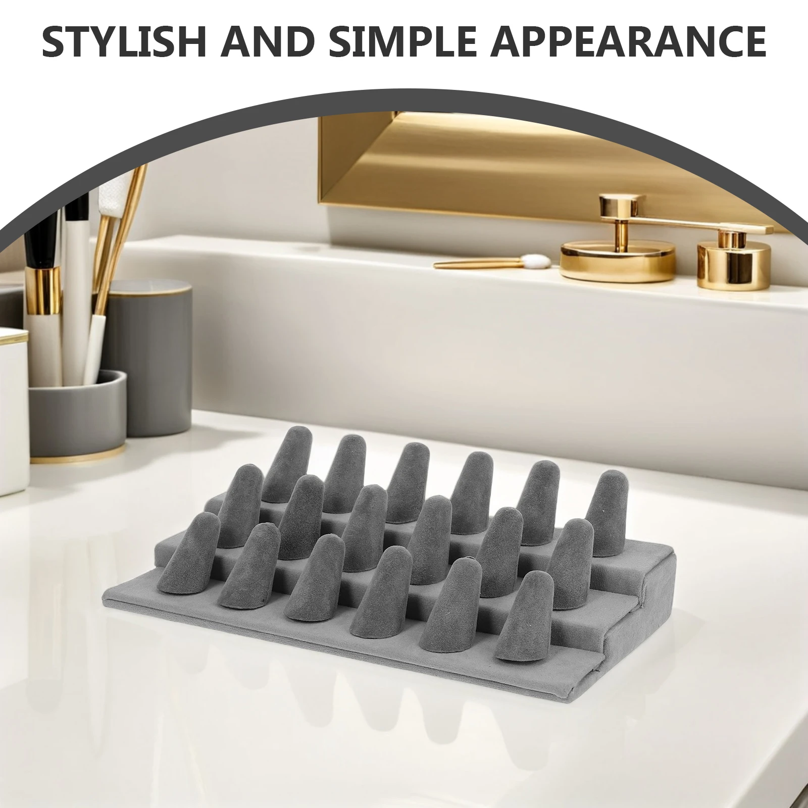 

Wood Ring Display Stand Jewelry Organizer Storage Tray For Rings Holder Showcase Counter Ring Storage Showcase Organizer