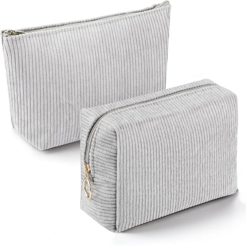 

【Corduroy Storage Pouch Set】2-Piece Large Capacity Organizer for Travel, Makeup, Arts & Crafts, Unique Shape Bag