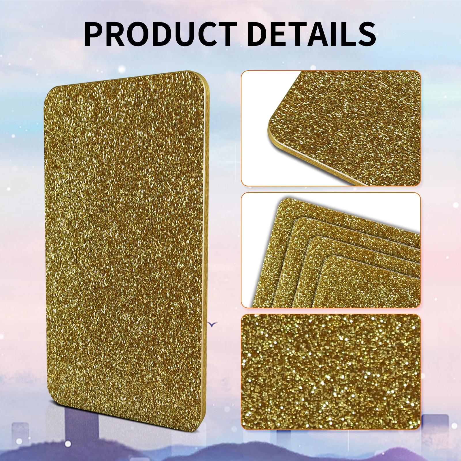 Single Sided Glitter Acrylic  3.0 MM Thick PMMA, 12*8 InchSheet for Decoration, Crafts, Jewelry,DIY etc.