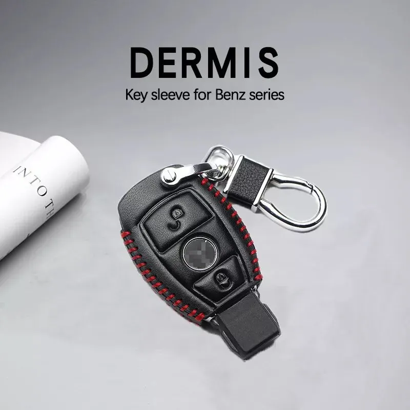 Car Key Case Suitable For Mercedes Benz E260 C200 Scratch Resistant Leather 2 Button Key Remote Control Protective Case