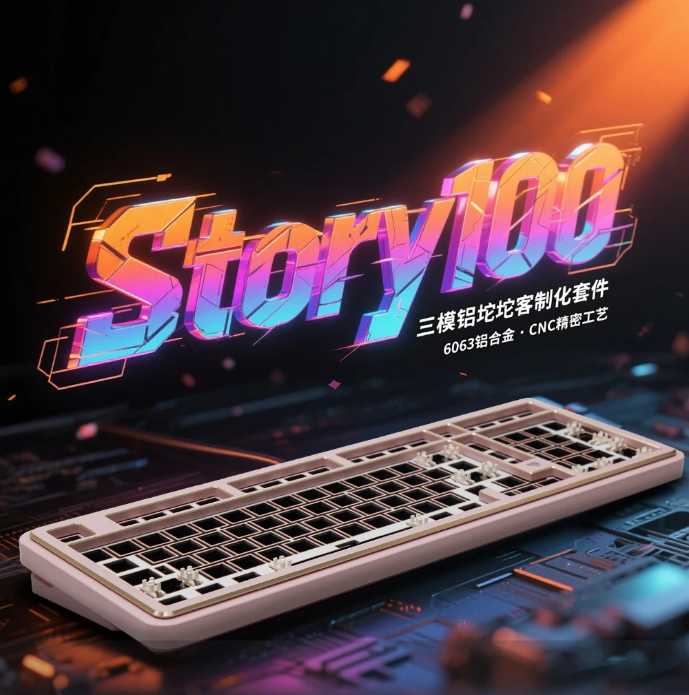 

Story100 Keyboard Aluminum Alloy Gasket Structure Three-mode Keyboard RGB Wireless Ergonomic Customized Mechanical Keyboards
