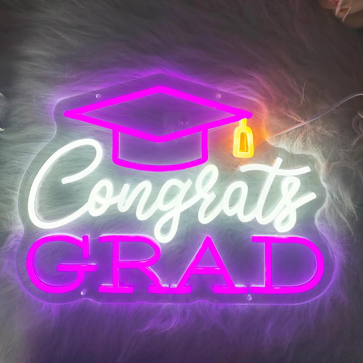 Parabéns CRAD Neon Sign Art Wall Room Decor Cerimônia de formatura LED Luzes de néon USB Parabéns Graduados Decoração Sinais