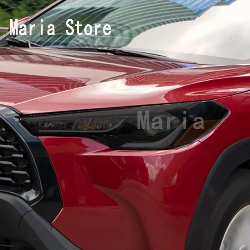 For Corolla Cross 2019 2023-Present Car Headlight Protective Film Headlamp Restoration Transparent Black TPU Sticker