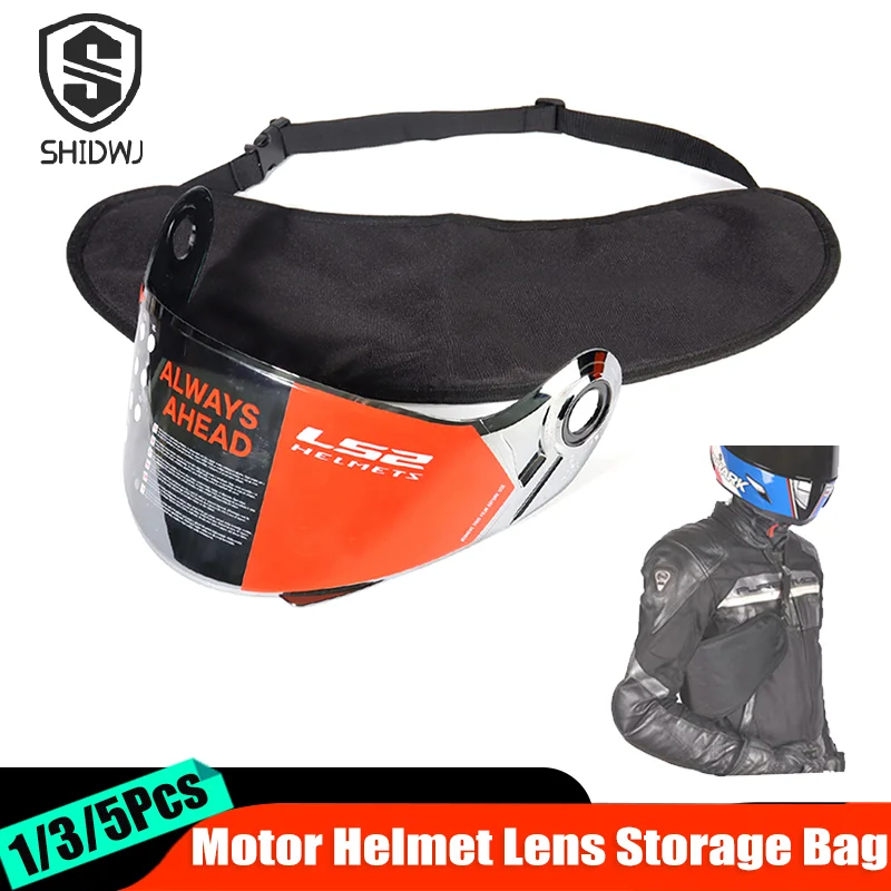 1/3/5Pcs Motorcycle Helmet Lens Storage Bag Sun Visor Scratch Resistant Bags Lightweight Motor Equipment Adjustable Strap Pouch