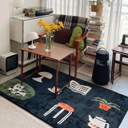 Fun and Cute Living Room Carpet Coffee Table Pad for Cloakroom Bedroom Bedside Mat Flannel Easy Clean Machine Washable Floor Rug