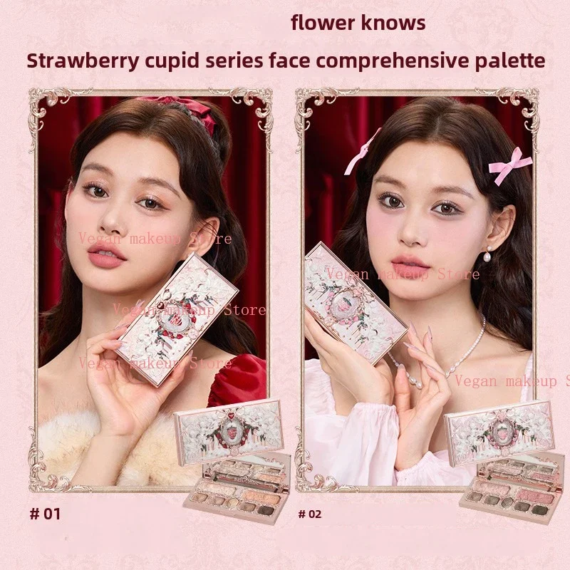 Flower Knows Strawberry Cupid Collection Makeup Set Sweetheart Gift Set Lip Mud Liquid Blush Face Palette All In One Make Up Kit