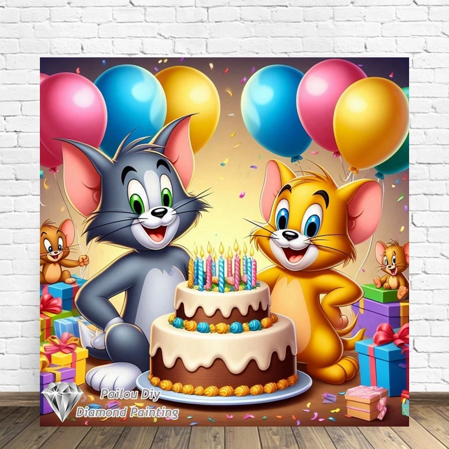 

Tom And Jerry Diamond Painting Kits Photo Art 5D Diy Full Square Round Mosaic Cross Stitch Embroidery Home Decor