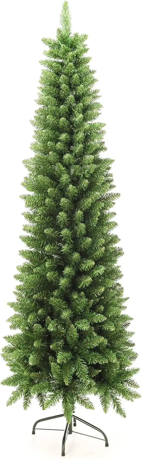 

658 Tips Artificial Pencil Christmas Tree, 6ft with Metal Stand for Indoor Outdoor Holiday Decor