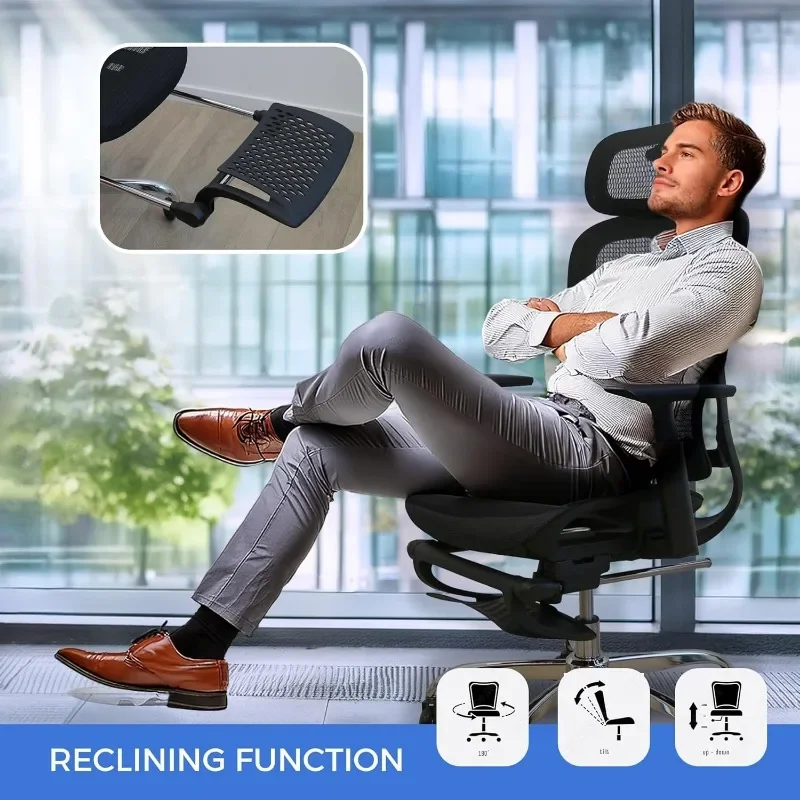 Chaise Haute Ergonomique avec Support Lombaire à Dossier Bas, Chaise de Bureau de Jeu Confortable, Réglable, Recommande, pour Adulte et Enfant