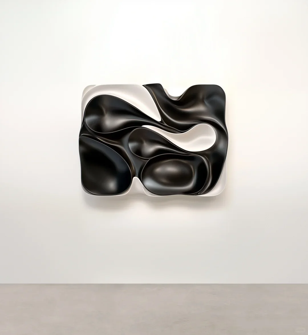 ！@Custom Black White Wood Wall Decor Smooth Curved Surface Artisanal Craftsmanship Minimalist Design