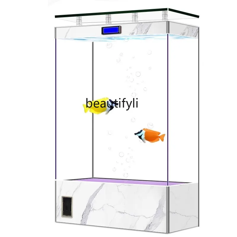 Screen fish tank living room, floor-to-ceiling partition ultra-white glass ecological aquarium box