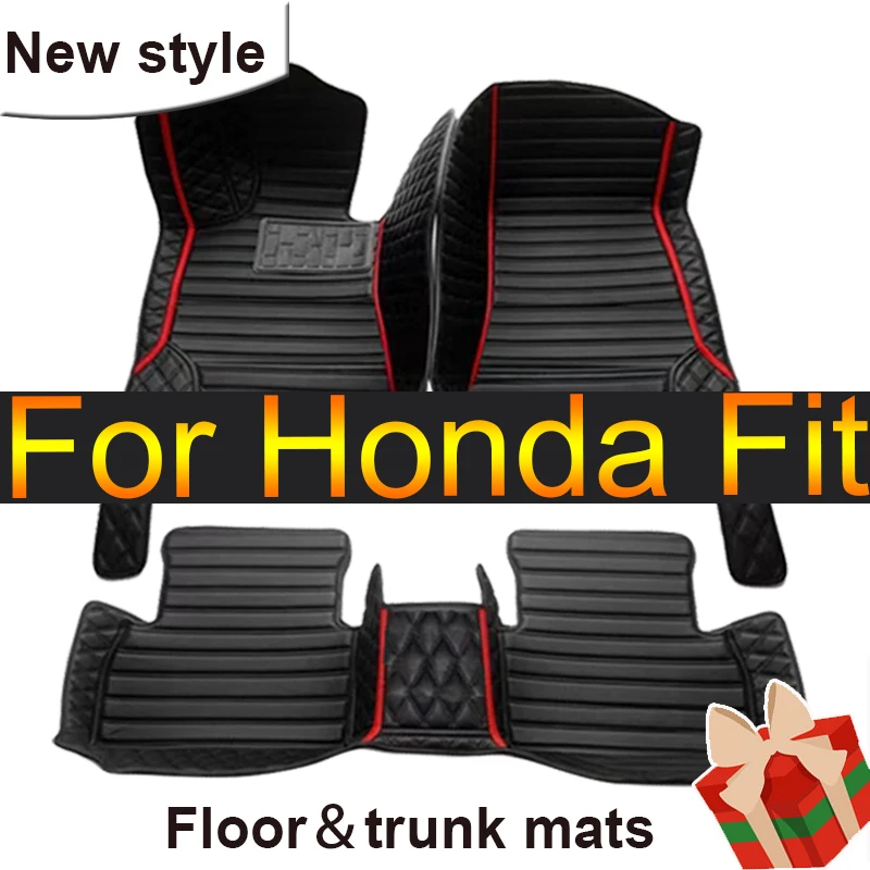 Carpets Car Floor Mats For Honda Fit Jazz 2007 2006 2005 2004 Auto Interior Styling Protect Waterproof Leather Rugs Decoration