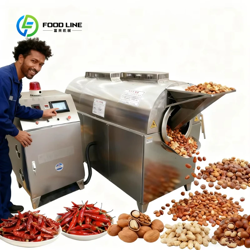 Customized Electric Gas PLC Controlled Peanut Coffee Roasting Machine For Nuts Sesame Corn Wheat Flour & Bakeries