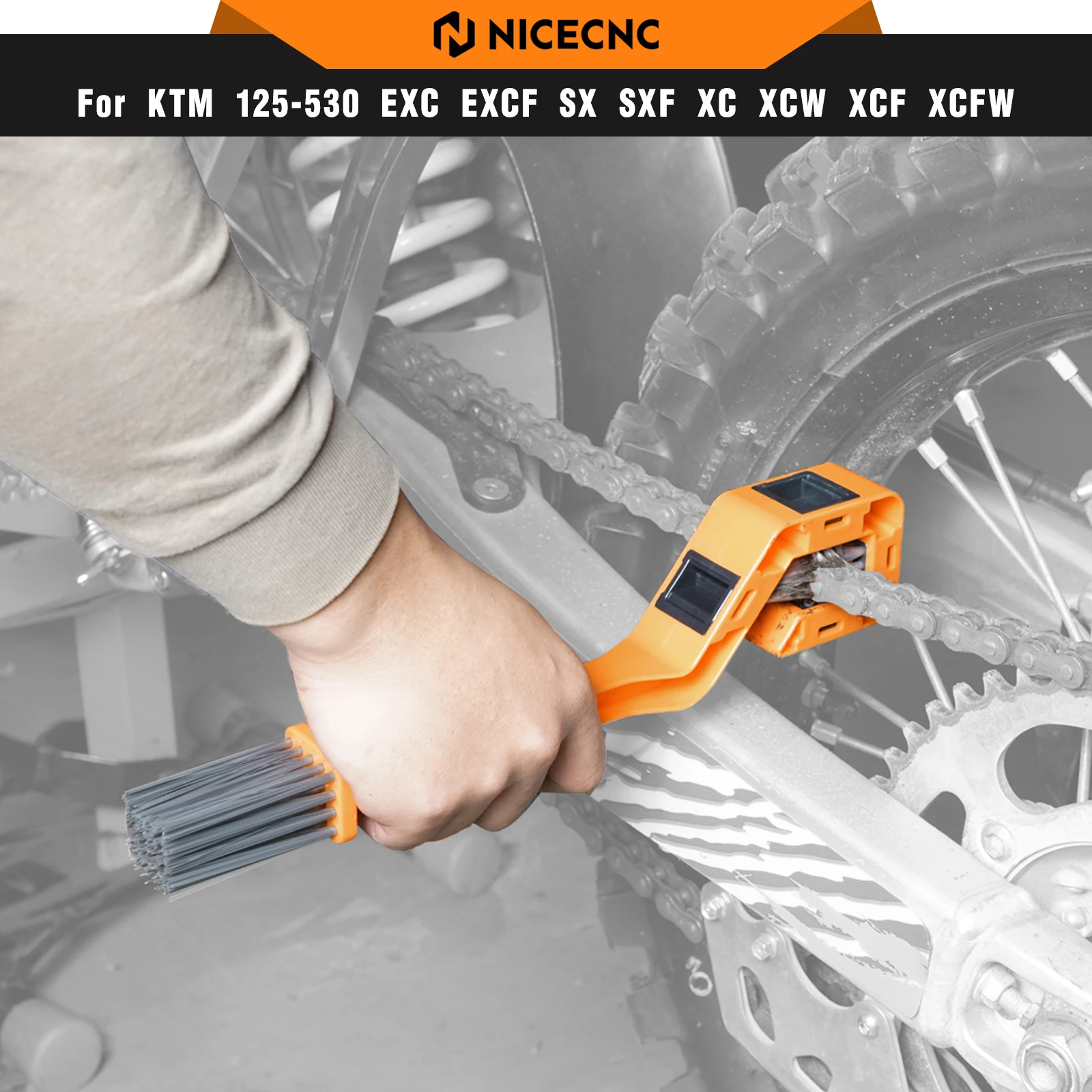 

NICECNC Chain Cleaner Chain Brush Tool For KTM EXC 300 EXC-F 350 SX 125 SXF 450 XC XCF XCW XCW-F TPi Six Days OFF-Road ATV UTV